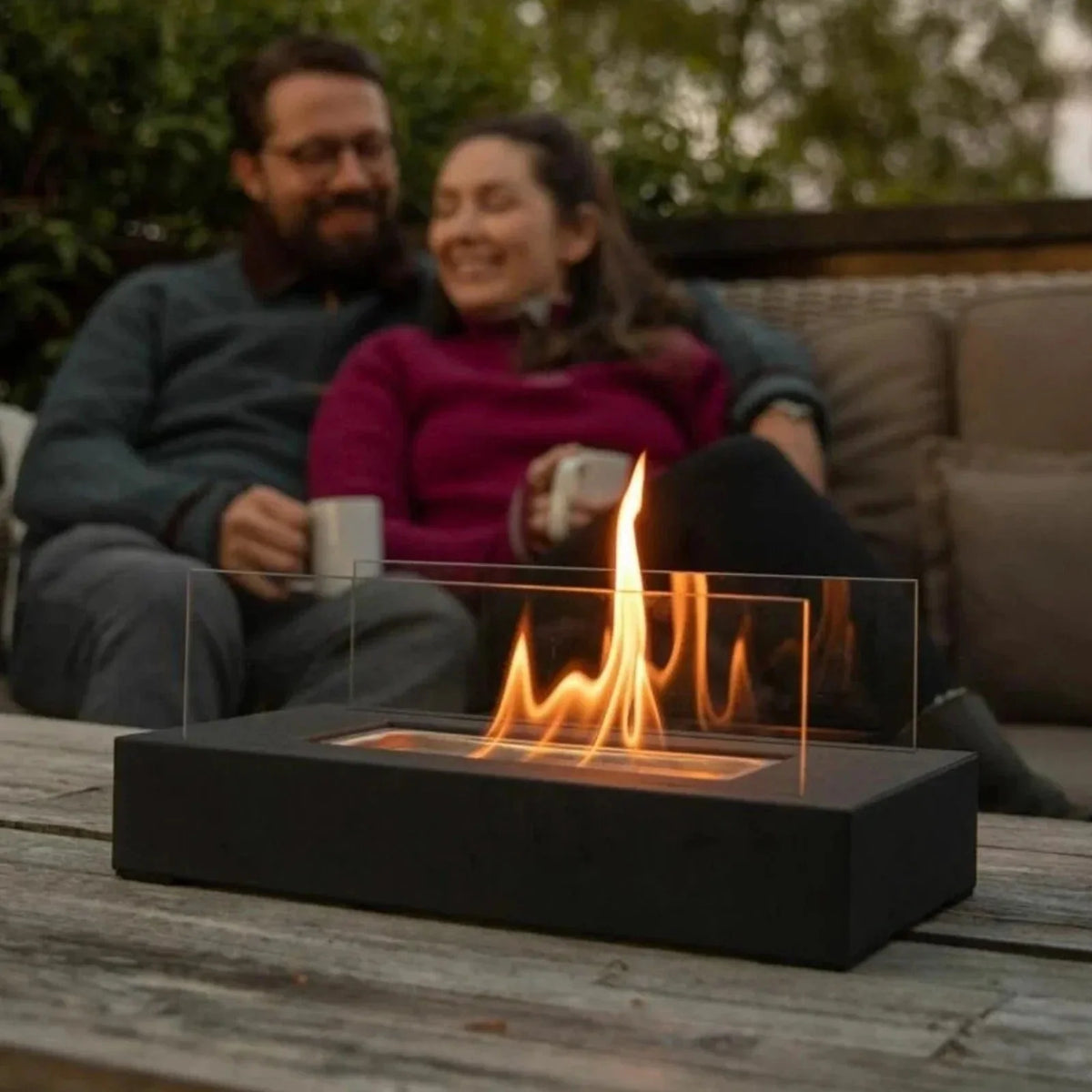 Tabletop Bio-Ethanol Fireplace Stainless Steel & Glass