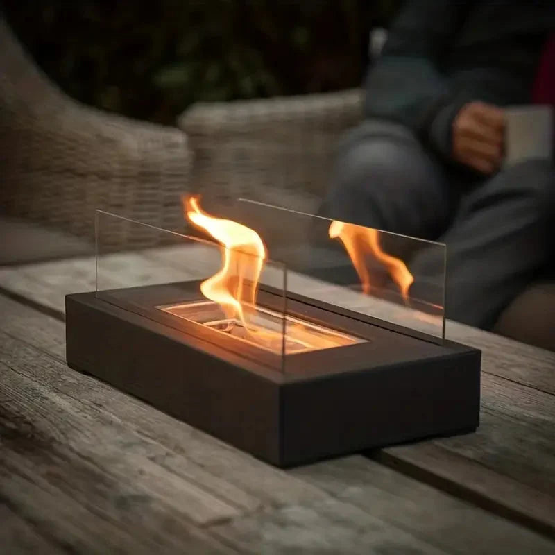 Tabletop Bio-Ethanol Fireplace Stainless Steel & Glass