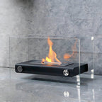 Tabletop Bio Ethanol Fireplace Stainless Steel Tempered Glass