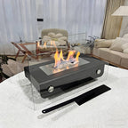 Tabletop Bio Ethanol Fireplace Stainless Steel Tempered Glass