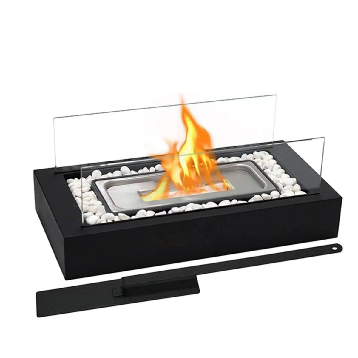 Tabletop Bio Ethanol Fireplace Stainless Steel Tempered Glass