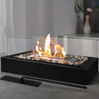 Tabletop Bio Ethanol Fireplace Stainless Steel Tempered Glass