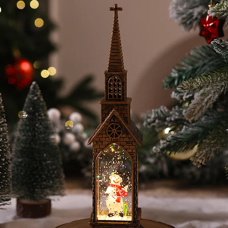 Tabletop Christmas Church Decoration Warm LED Carved Design