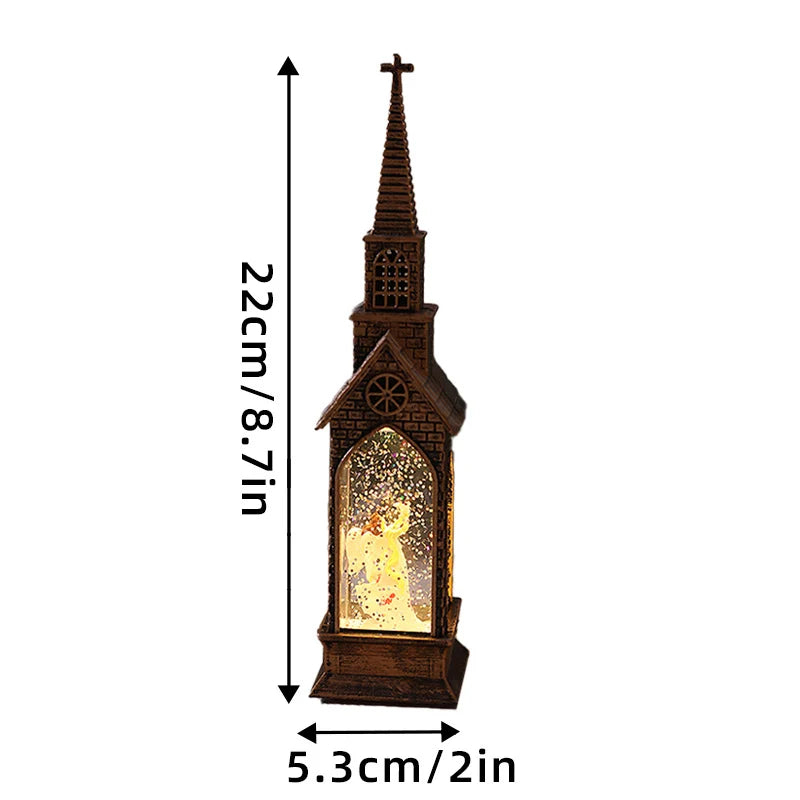 Tabletop Christmas Church Decoration Warm LED Carved Design