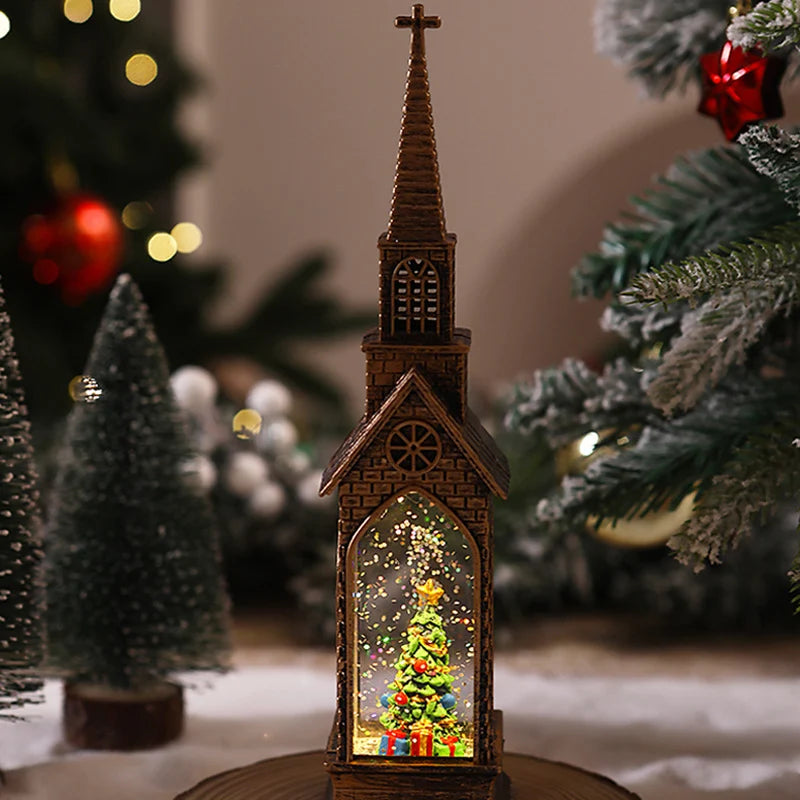 Tabletop Christmas Church Decoration Warm LED Carved Design