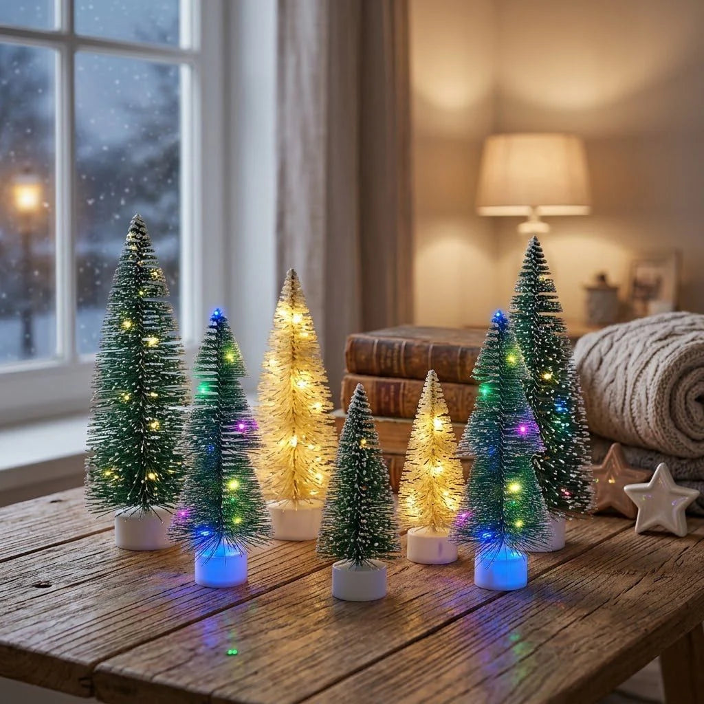 Tabletop Christmas Tree Faux Pine Warm White LED Compact