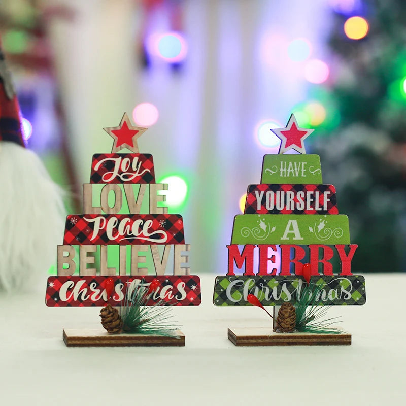 Tabletop Christmas Tree Wooden Word Art