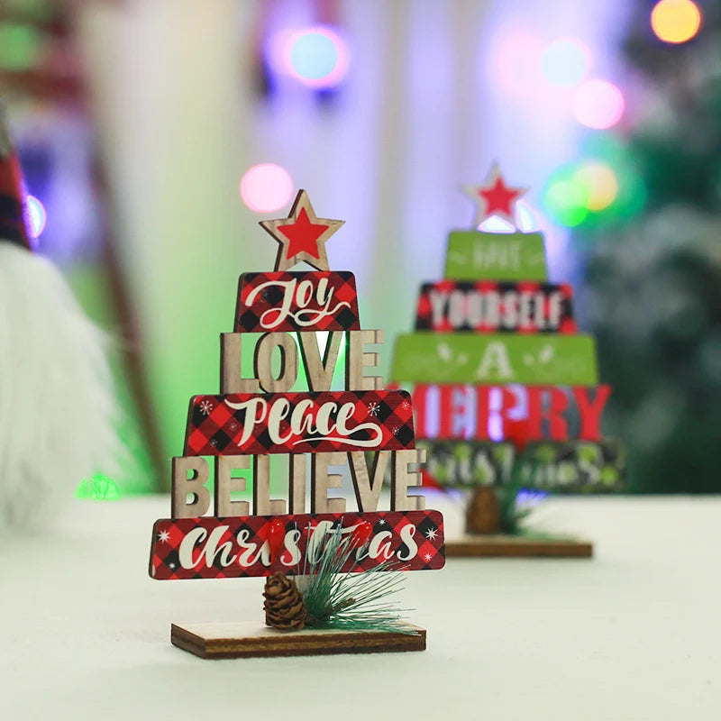 Tabletop Christmas Tree Wooden Word Art