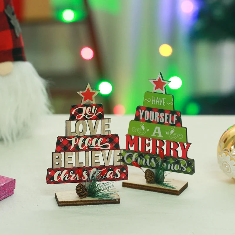 Tabletop Christmas Tree Wooden Word Art