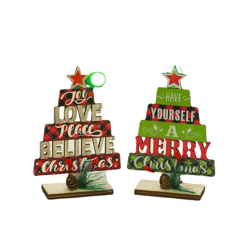 Tabletop Christmas Tree Wooden Word Art