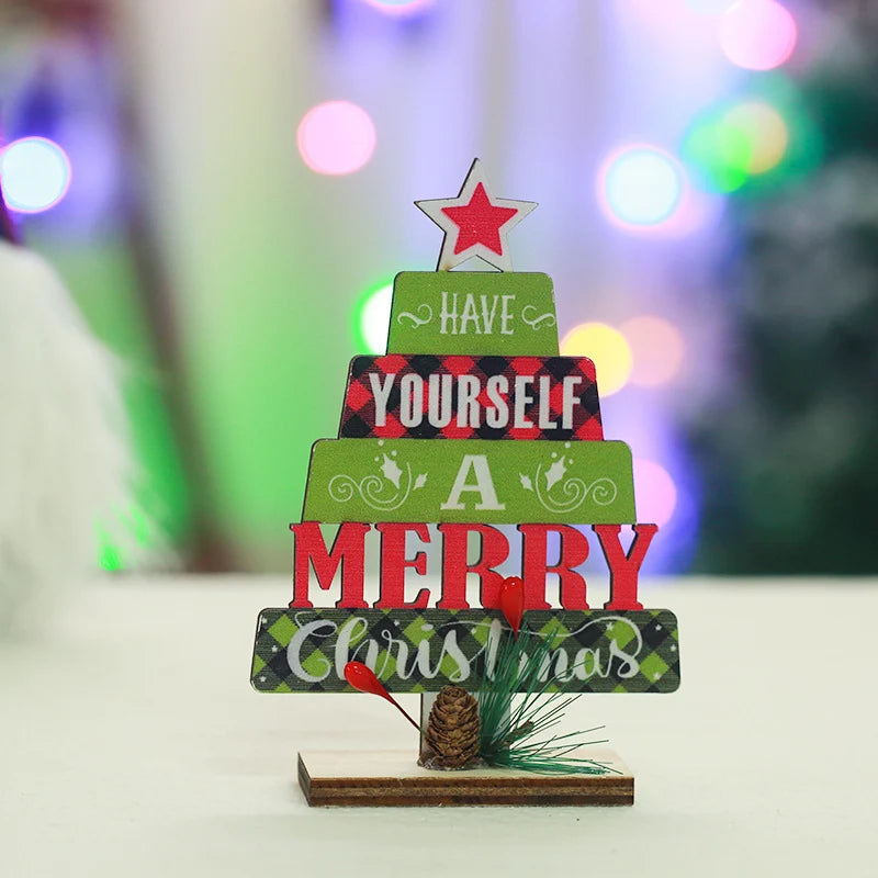 Tabletop Christmas Tree Wooden Word Art