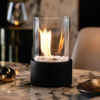 Tabletop Ethanol Fire Bowl Glass Cylinder & Marble Base