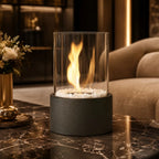 Tabletop Ethanol Fire Bowl Glass Cylinder & Marble Base