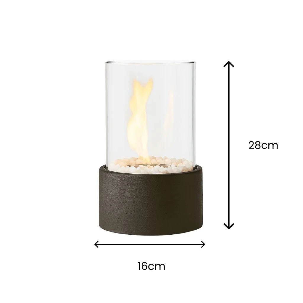 Tabletop Ethanol Fire Bowl Glass Cylinder & Marble Base