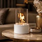 Tabletop Ethanol Fire Bowl Glass Cylinder & Marble Base