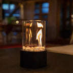 Tabletop Ethanol Fireplace Smoke-Free Metal Base & Glass Cylinder