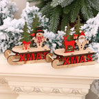 Tabletop Figurine Wooden Santa & Reindeer