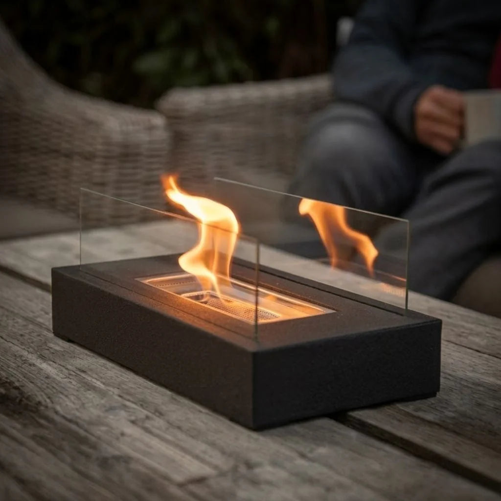 Tabletop Fire Pit Portable Bio-Ethanol Tempered Glass