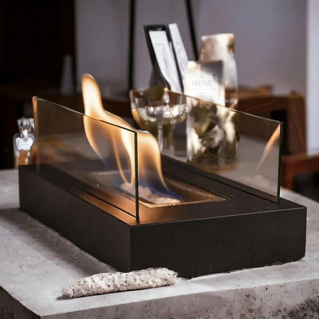 Tabletop Fire Pit Portable Bio-Ethanol Tempered Glass