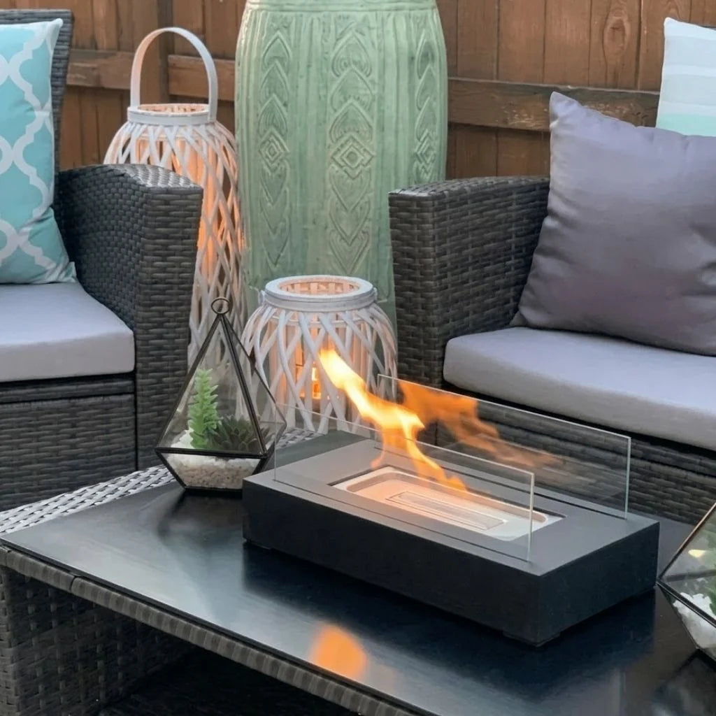 Tabletop Fire Pit Portable Bio-Ethanol Tempered Glass