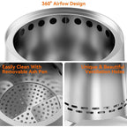 Tabletop Fire Pit Stainless Steel Smokeless Portable 9 Inch