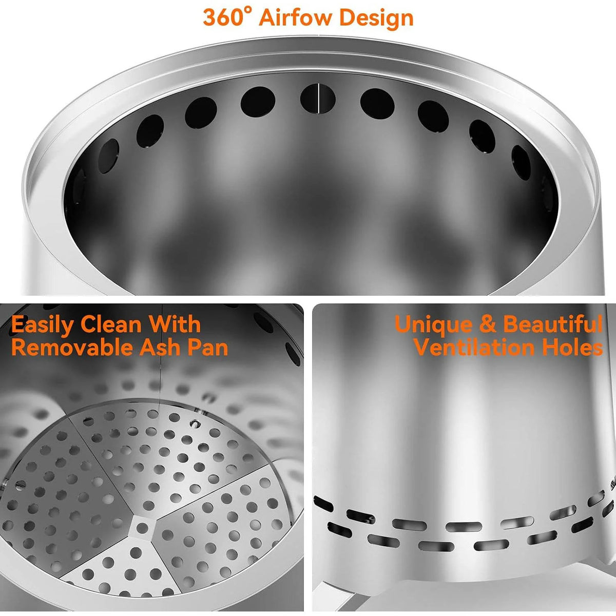 Tabletop Fire Pit Stainless Steel Smokeless Portable 9 Inch