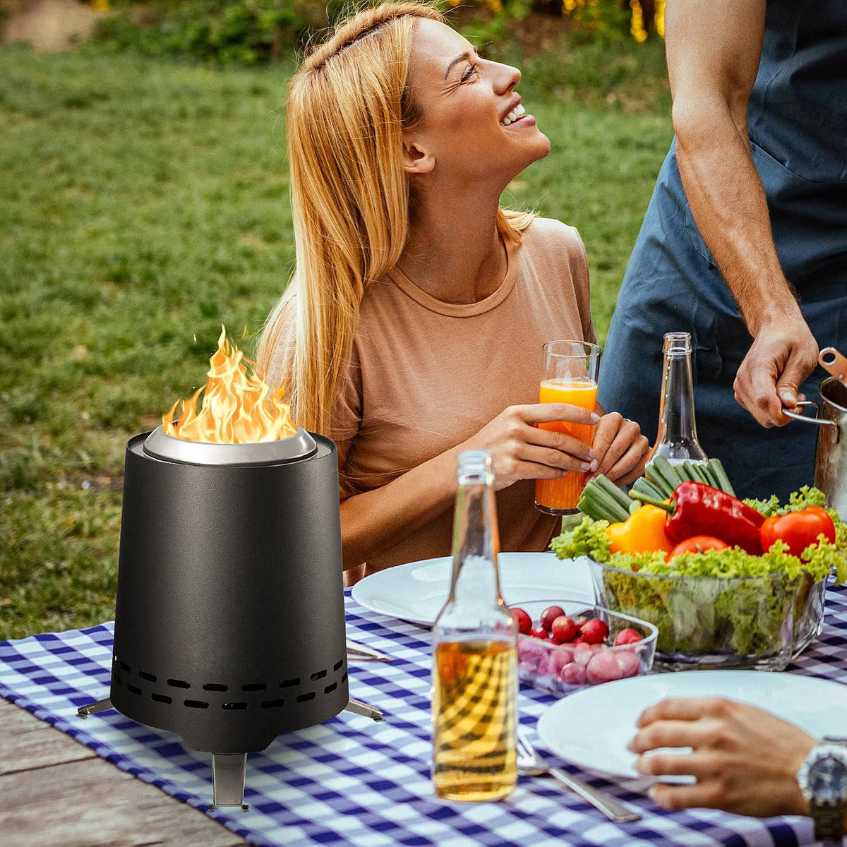 Tabletop Fire Pit Stainless Steel Smokeless Portable 9 Inch