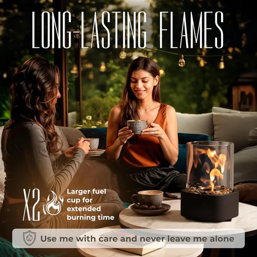 Tabletop Fireplace Ethanol Fueled Reusable Insert & Snuffer