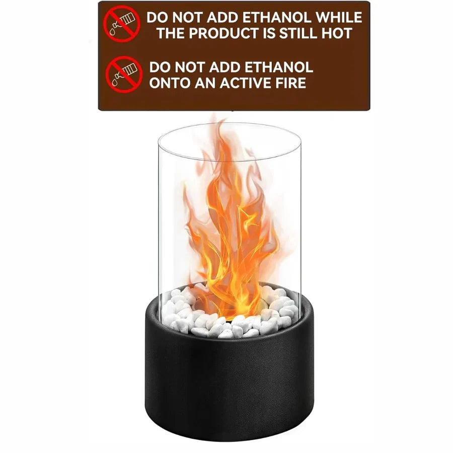 Tabletop Fireplace Ethanol Fueled Reusable Insert & Snuffer
