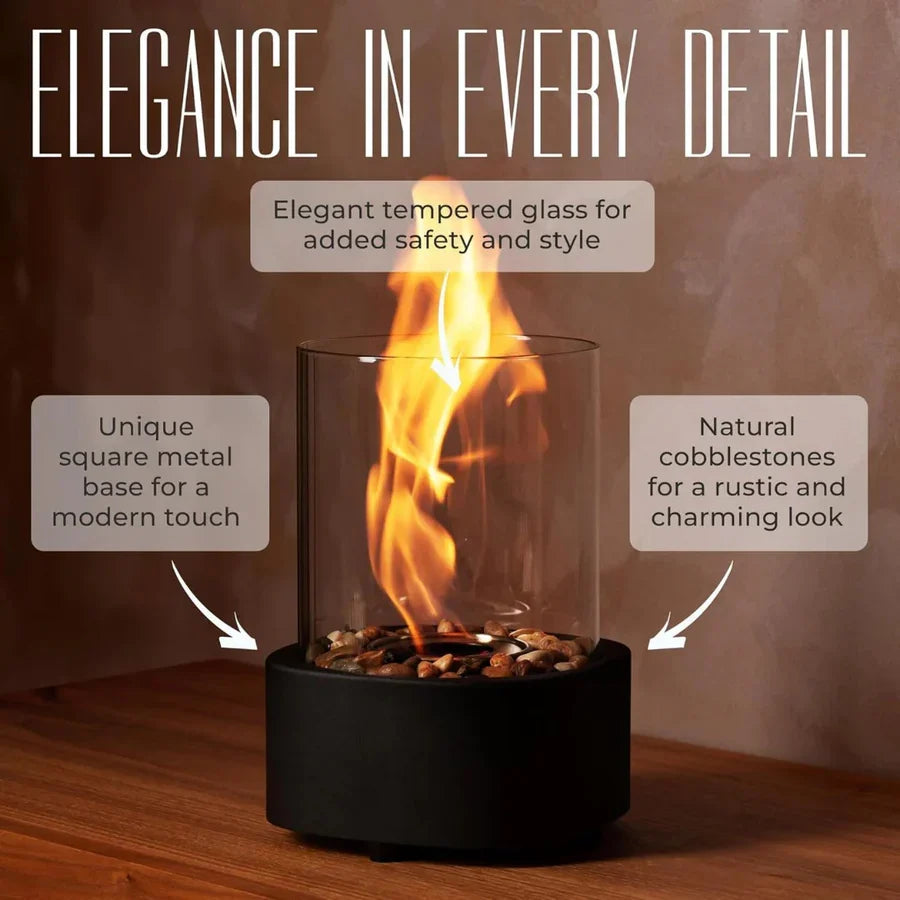 Tabletop Fireplace Ethanol Fueled Reusable Insert & Snuffer