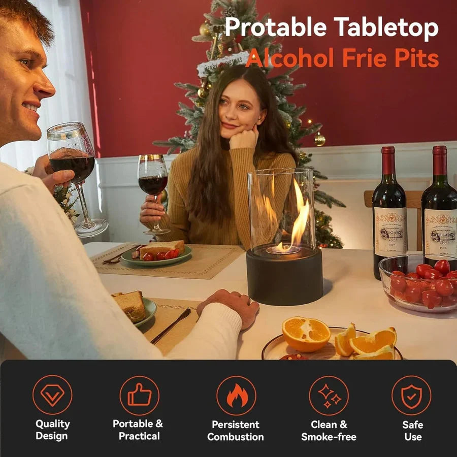 Tabletop Fireplace Ethanol Fueled Reusable Insert & Snuffer