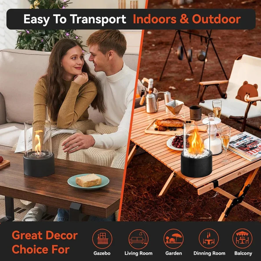 Tabletop Fireplace Ethanol Fueled Reusable Insert & Snuffer