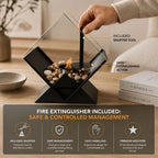 Tabletop Fireplace Smoke-Free Bioethanol Glass Panels & River Stones