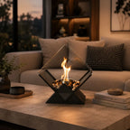 Tabletop Fireplace Smoke-Free Bioethanol Glass Panels & River Stones