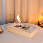 Tabletop Fireplace Tempered Glass & Metal Base Smoke-Free