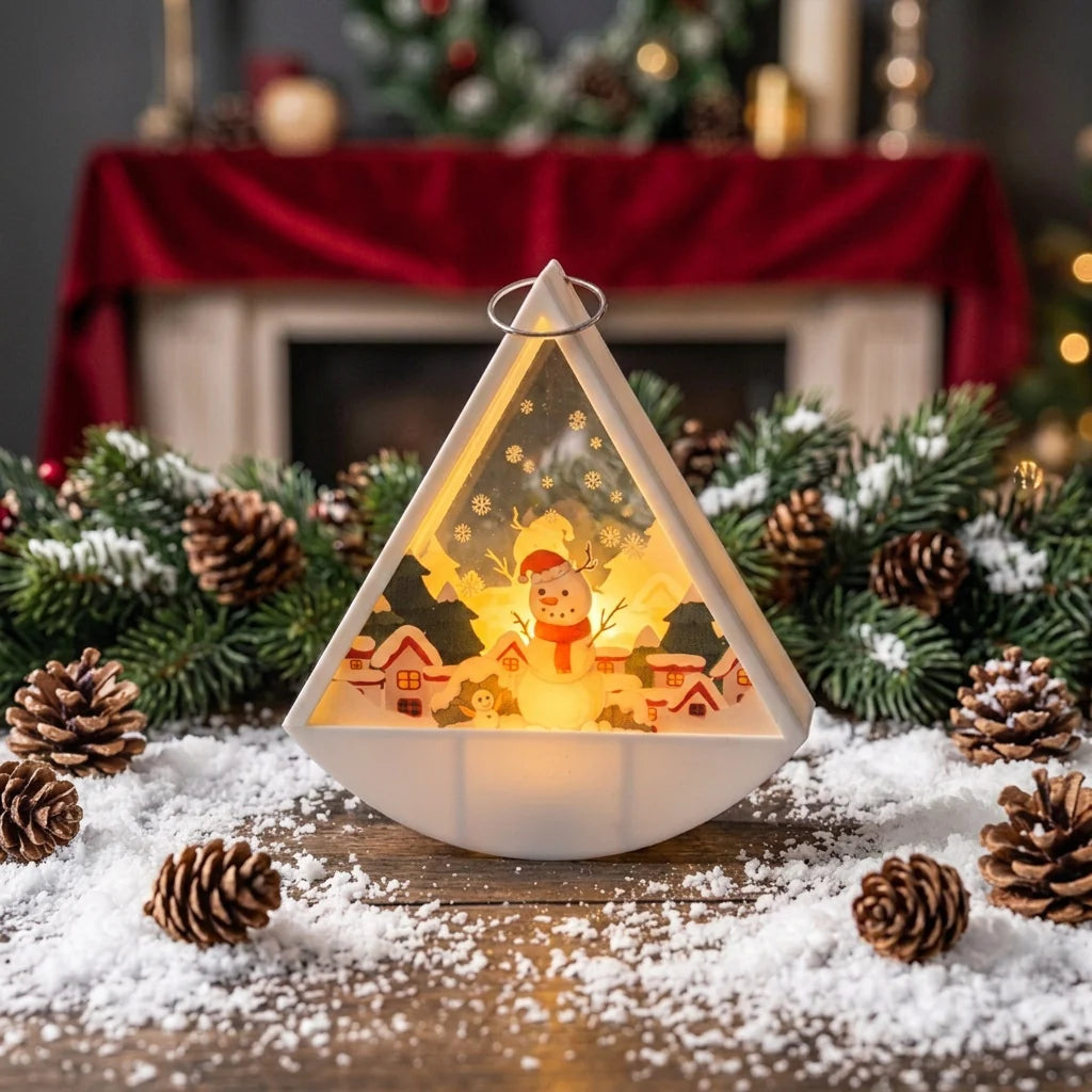 Tabletop Light Triangular Santa Scene Warm White