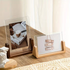 Tabletop Picture Frame 6 Inch Clear Acrylic Wood Base