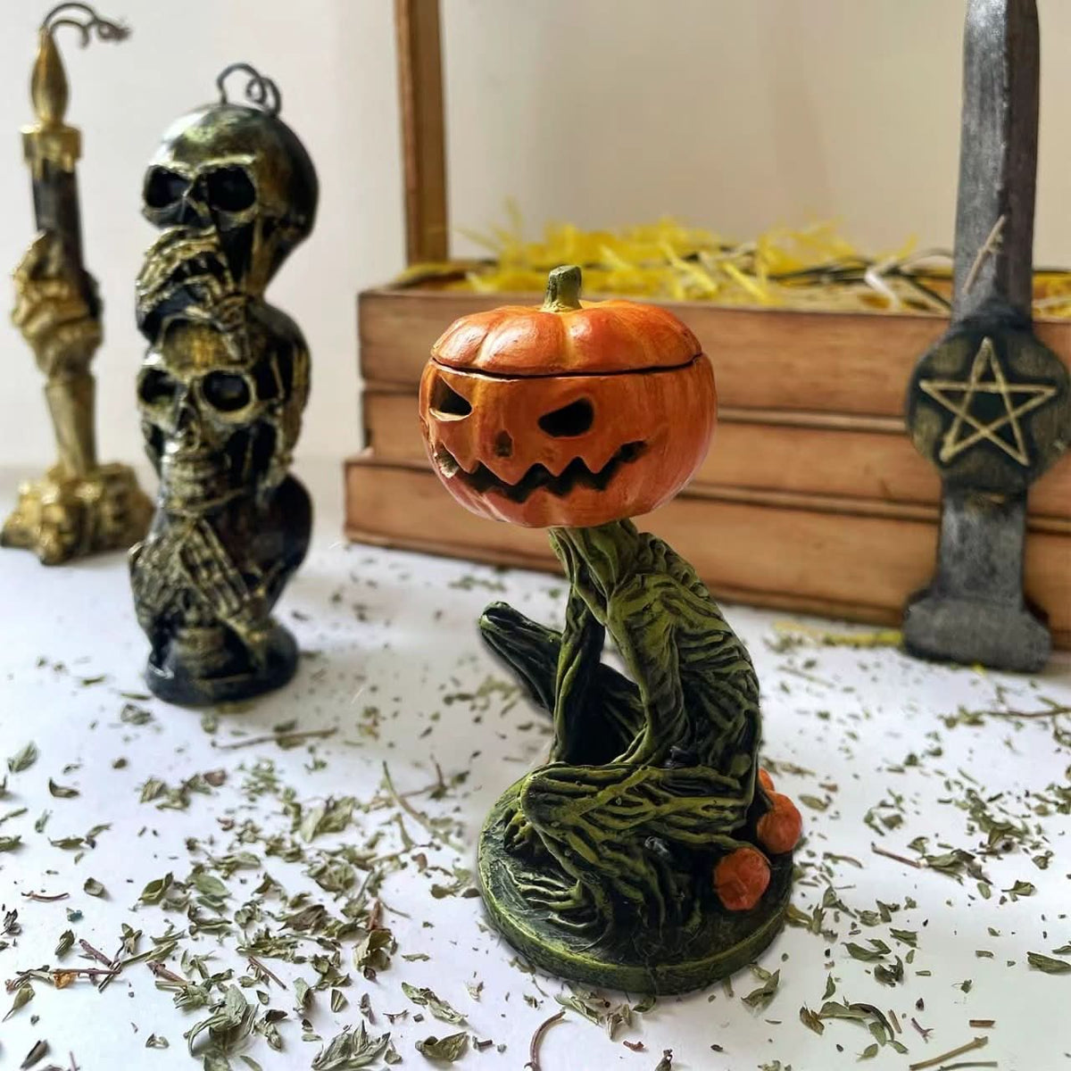 Tabletop Pumpkin Decoration Resin Battery-Operated LED