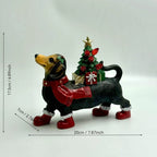 Tabletop Santa Figure Dog & Tree Durable Plastic