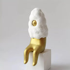 Tabletop Sculpture Abstract Coral Gold Finish Resin