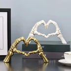 Tabletop Sculpture Heart-Forming Skeleton Hands Resin