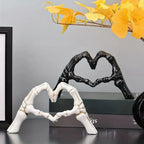 Tabletop Sculpture Heart-Forming Skeleton Hands Resin