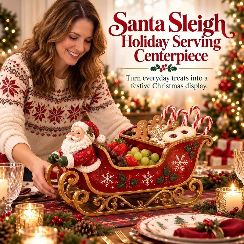 Tabletop Sleigh Festive Motif Centerpiece & Candy Holder