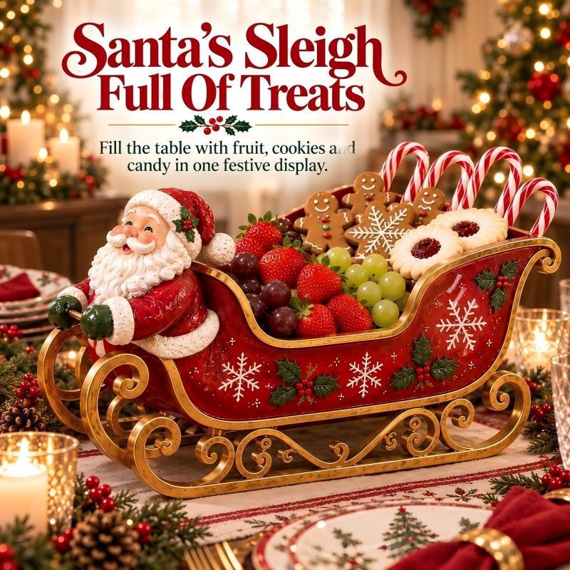 Tabletop Sleigh Festive Motif Centerpiece & Candy Holder