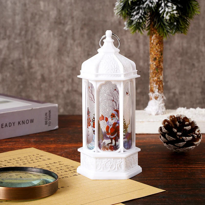 Tabletop Snow Lantern Rotating Scene Battery-Operated Warm LED