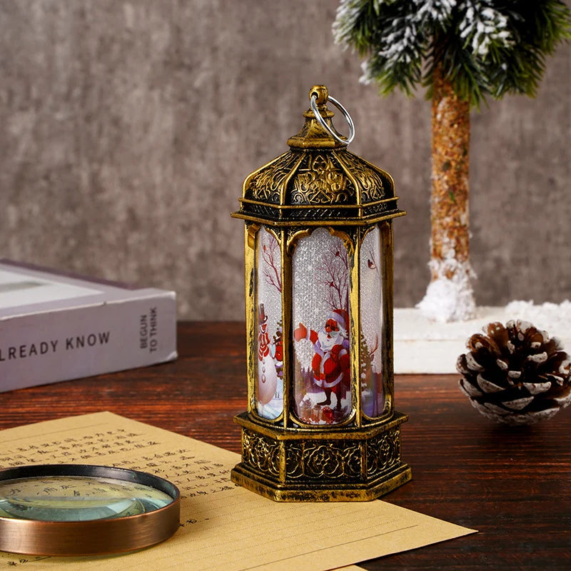 Tabletop Snow Lantern Rotating Scene Battery-Operated Warm LED