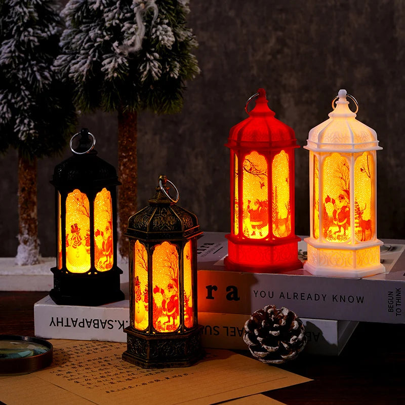 Tabletop Snow Lantern Rotating Scene Battery-Operated Warm LED