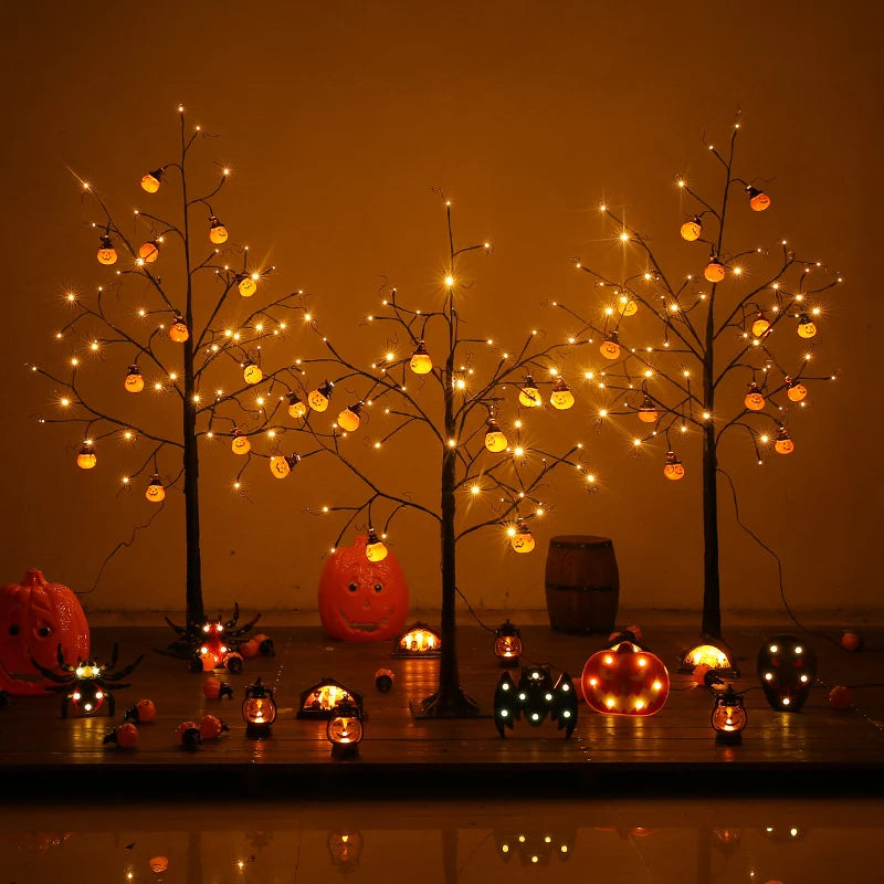 Tabletop Tree Topper Warm LED Lights & Pumpkin Motifs