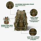 Tactical Backpack 40L Modular MOLLE System Water-Resistant