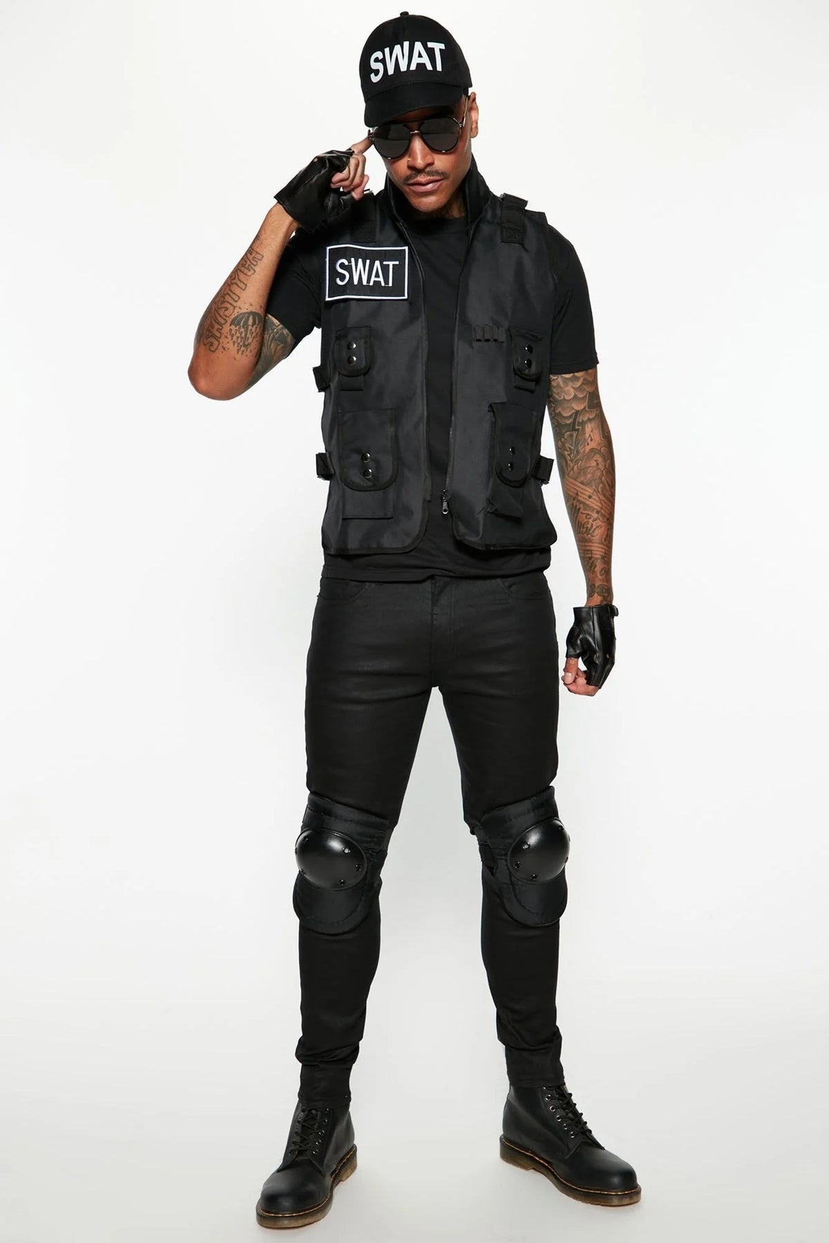 Tactical Costume Set 4-Piece Adjustable Fit Fingerless Gloves